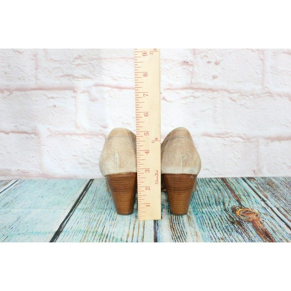 LL Bean  Brown Suede Slip On Round Toe Moccasins Heeled Shoes Size 6 M - Picture 6 of 9